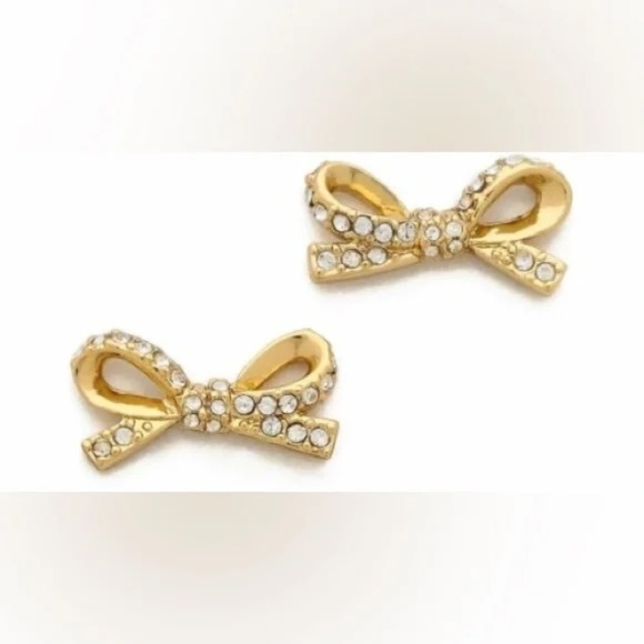 KATE SPADE GOLD BOW EARRINGS STUD - Crystals PAVE set - STUDS NWT - Picture 1 of 2